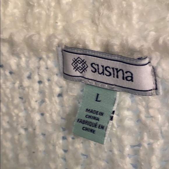 Susina Boucle Knit V-Neck Sweater White Snow - Picture 9 of 9